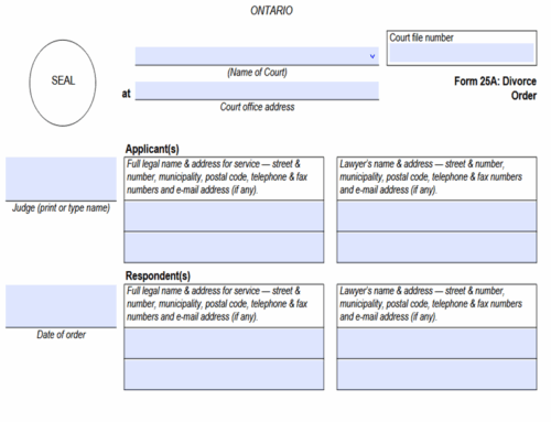 Form 25A – Divorce Order in Ontario – Download