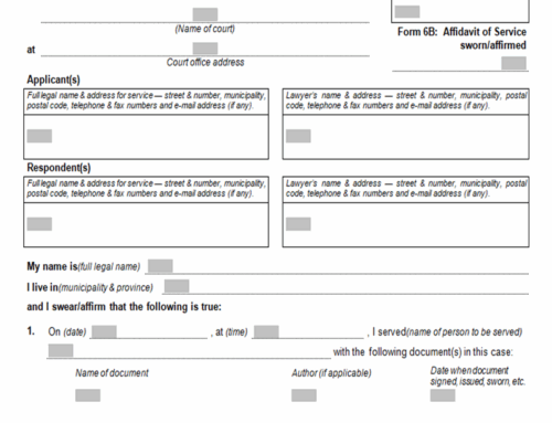 Form 6B – Affidavit of Service – Download
